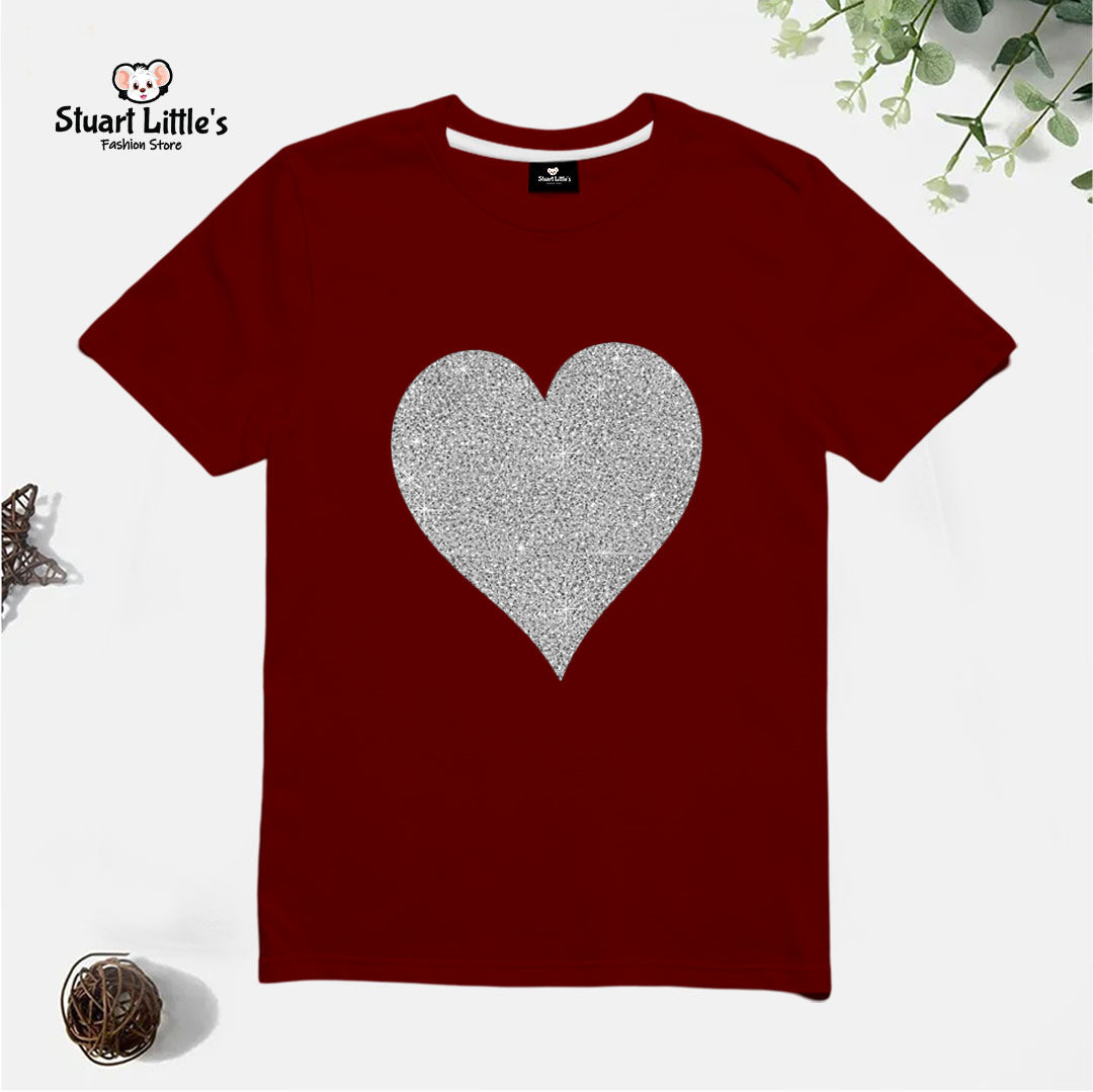 Red Heart Printed T Shirt