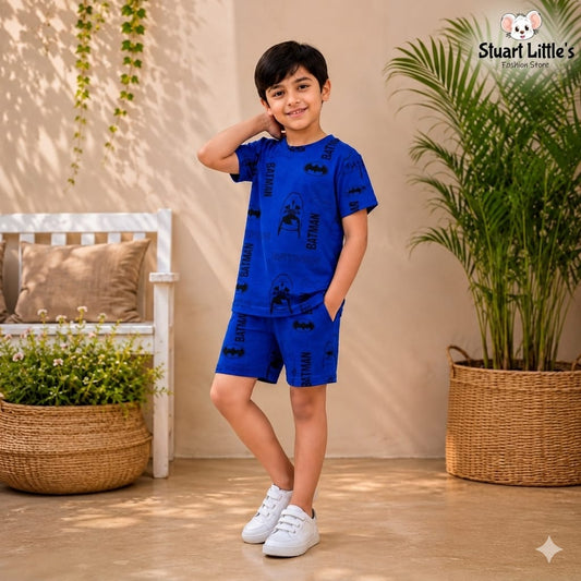 Boys Black Batman Print Set