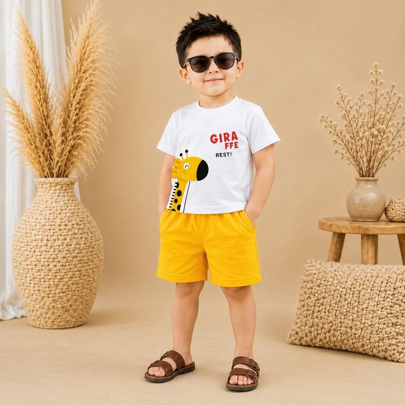 Boys Giraffe T-shirt & Shorts Set