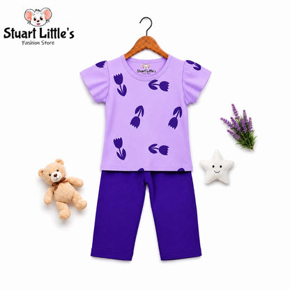 Girls Tulip Print T-Shirts And Pants