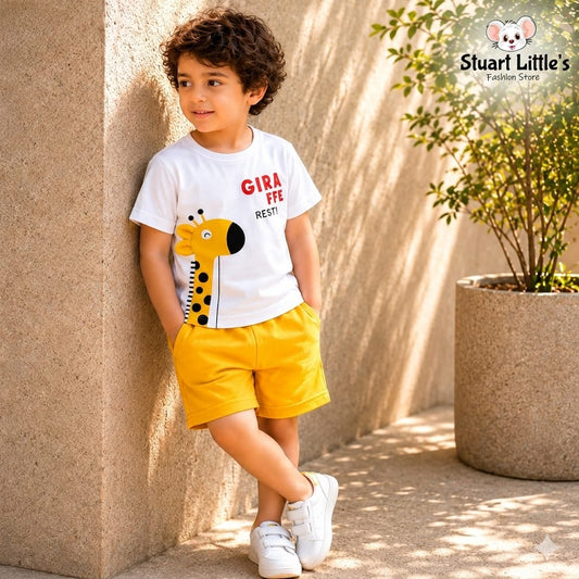 Boys Giraffe T-shirt & Shorts Set