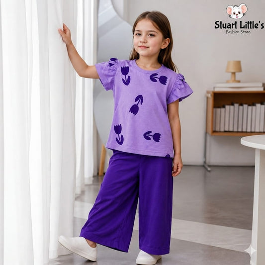 Girls Tulip Print T-Shirts And Pants