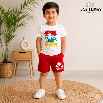 Boys Sun Palm Tree T-Shirt And Shorts Set