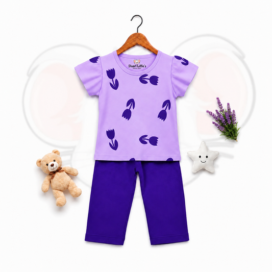 Girls Tulip Print T-Shirts And Pants