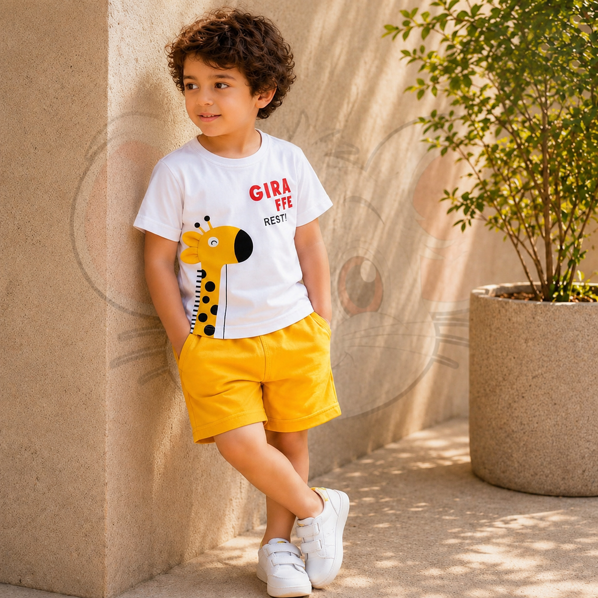 Boys Giraffe T-shirt & Shorts Set