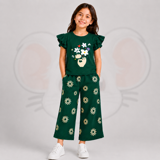 Girls Printed T-shirt & trouser Set