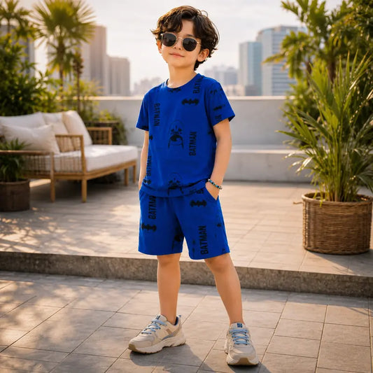 Boys Black Batman Print Set