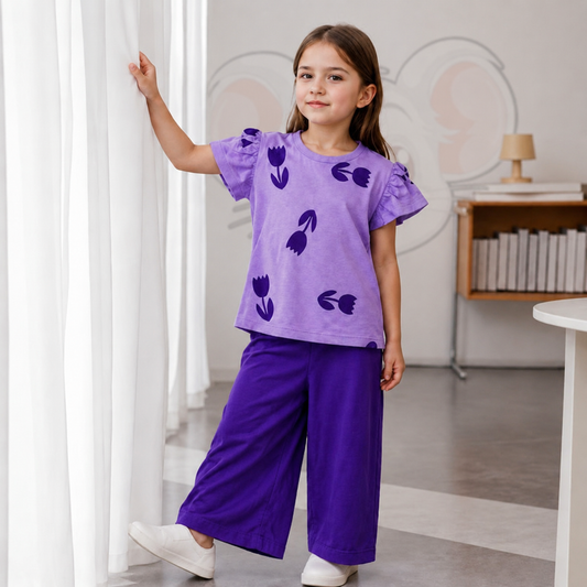 Girls Tulip Print T-Shirts And Pants
