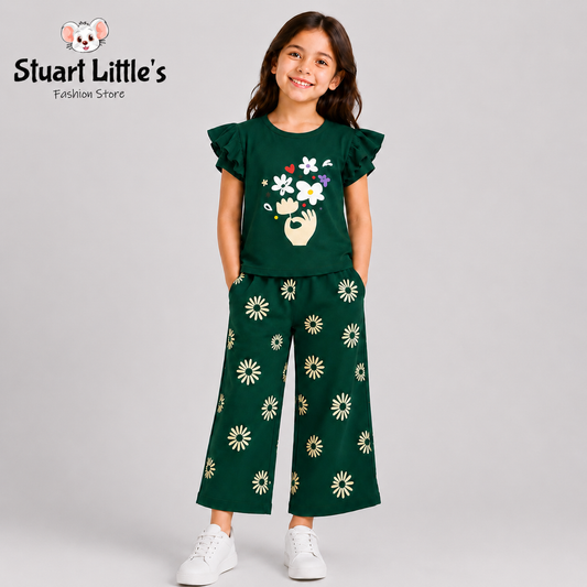 Girls Printed T-shirt & trouser Set